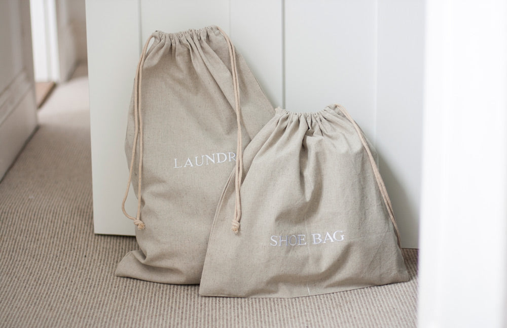A collection of bags for your hotel room to organise shoes and laundry