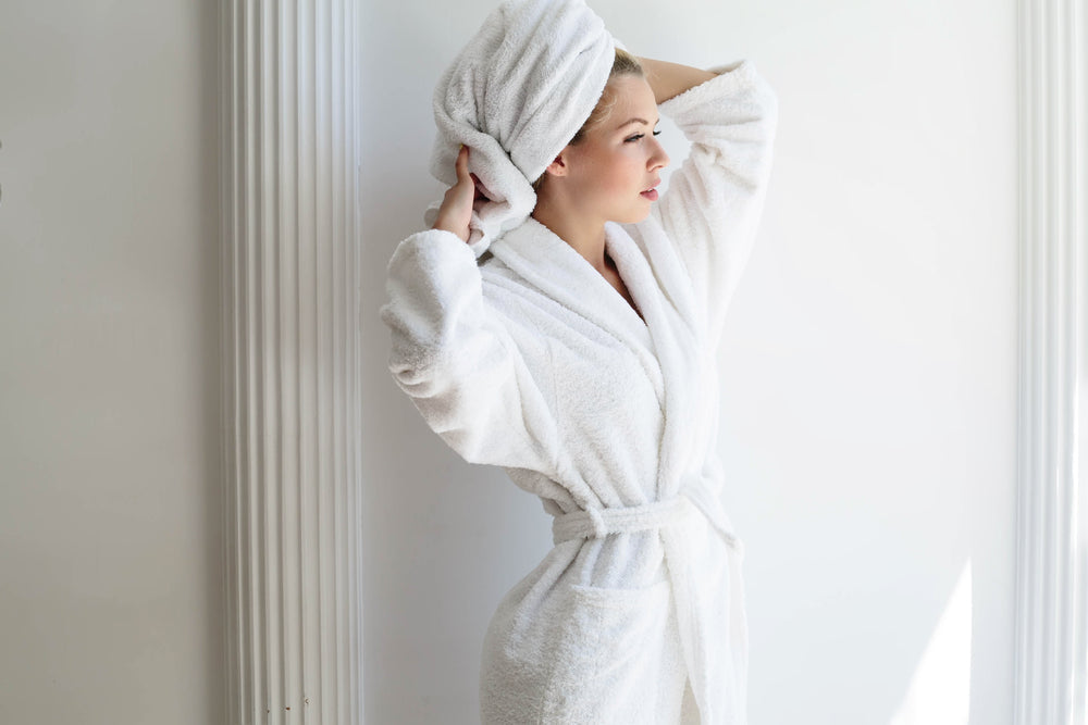 A collection of soft and luxury hotel bathrobes