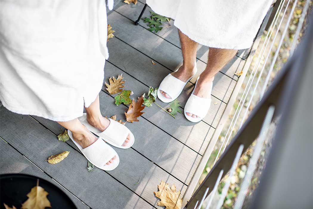 A collection of luxury hotel and spa slippers