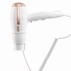 Northmace Avantgarde white hairdryer in bracket with coiled cable