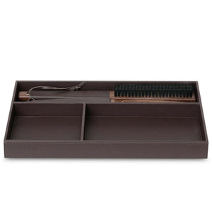 Bentley Cebu brown leather wardrobe organiser with shoe horn and clothes brush