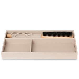 Bentley Cebu leather wardrobe organiser in natural finish with clothes brush and shoe horn