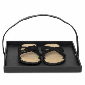 Bentley Flores turndown tray in black leather with slippers
