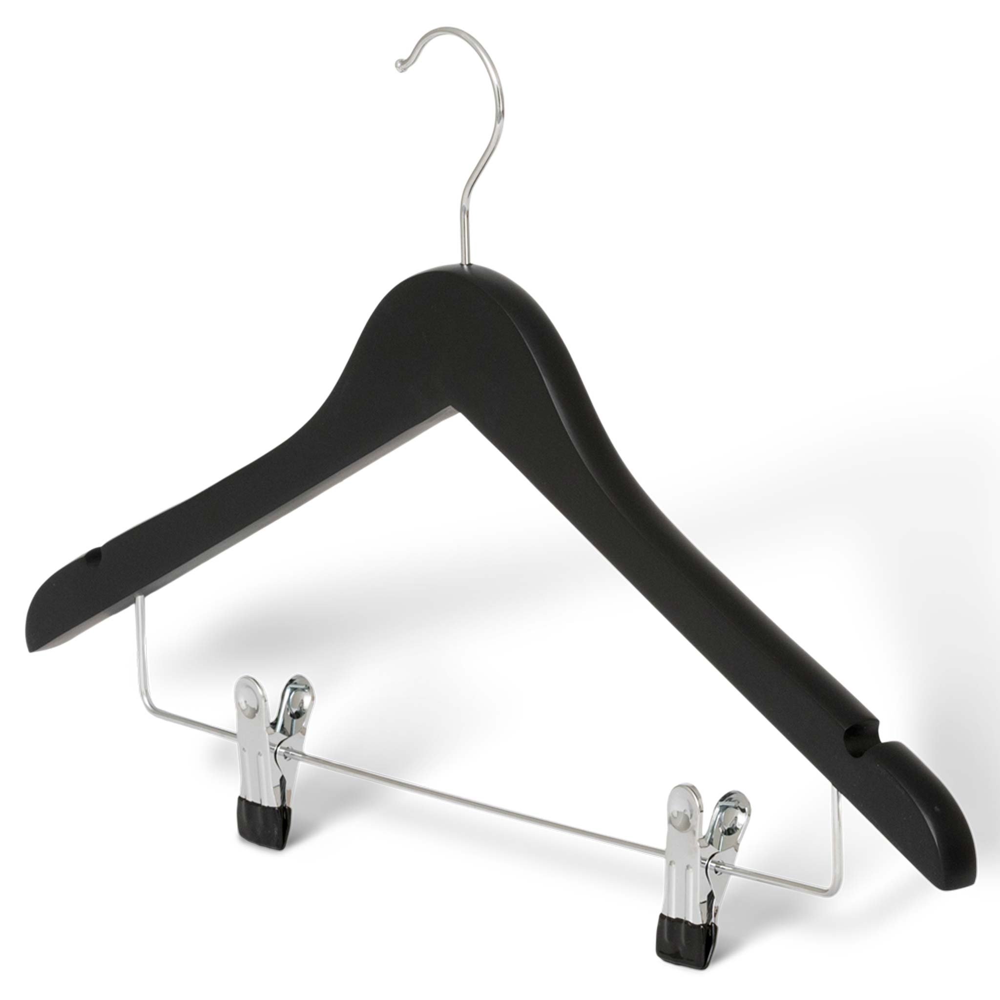 Bentley Graham Dual Clip Hangers, Black Wood (Case of 50)