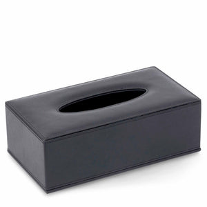 Black leather rectangular tissue box cover Bentley Kaba