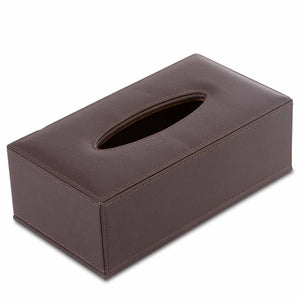 Rectangular tissue box cover in brown leather, Bentley Kaba 