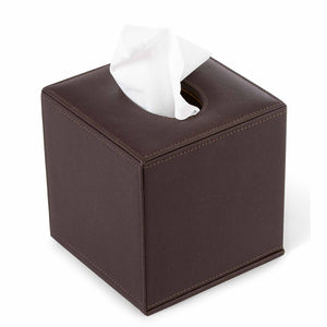 Bentley Manam PU Leather Cube Tissue Box Cover, Brown (Case of 10)