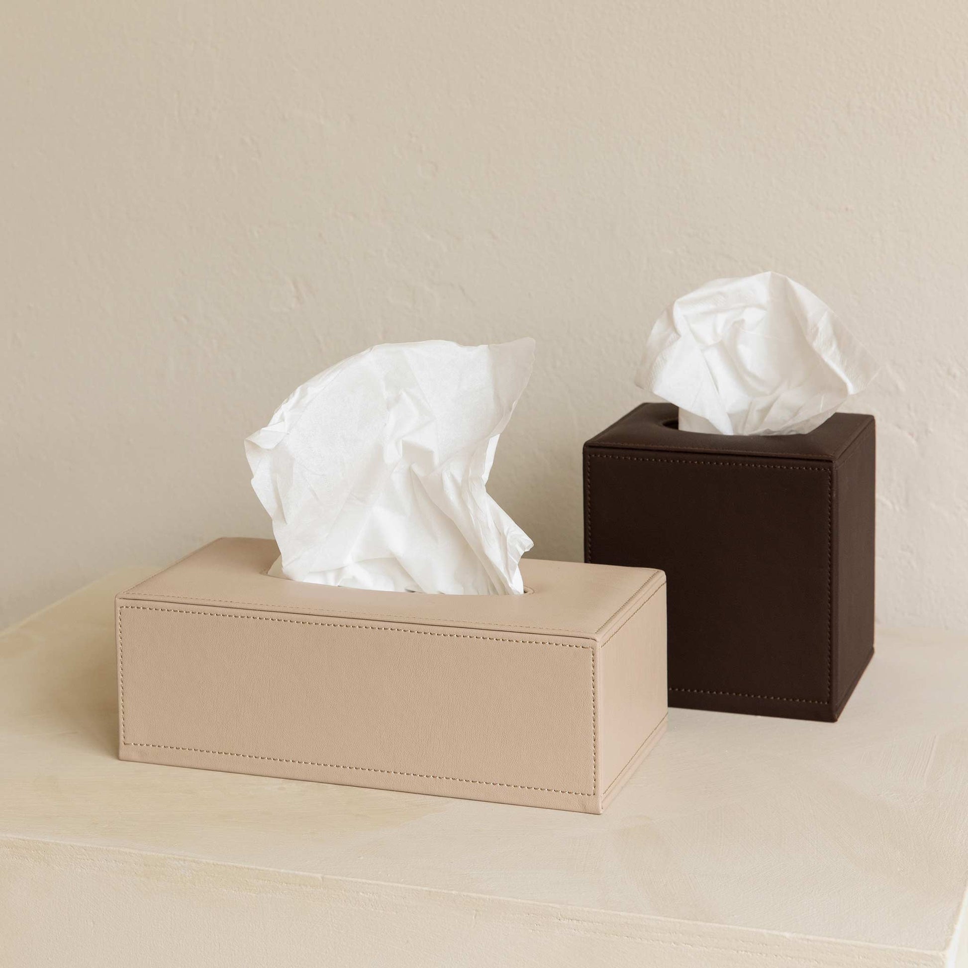 Luxury tissue box covers in leather