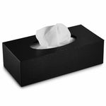 Black leather rectangular tissue box cover