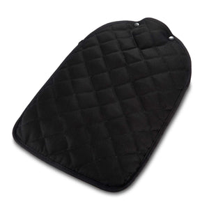 Black quilted hot water bottle cover