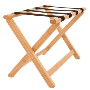 Side view of the foldable beech wood luggage rack