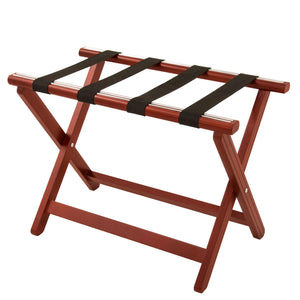 Corby York mahogany luggage rack with black fabric straps