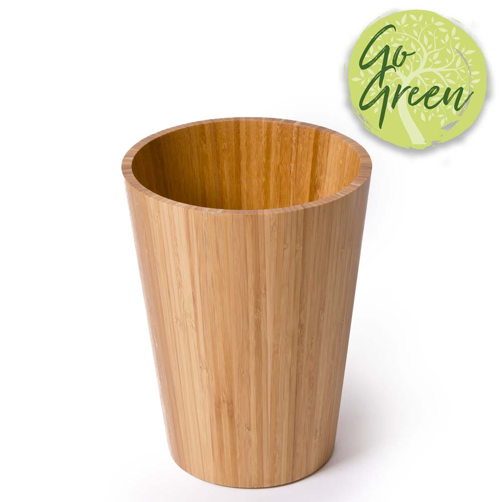 Eco friendly room accessories collection featuring bamboo bathroom bin