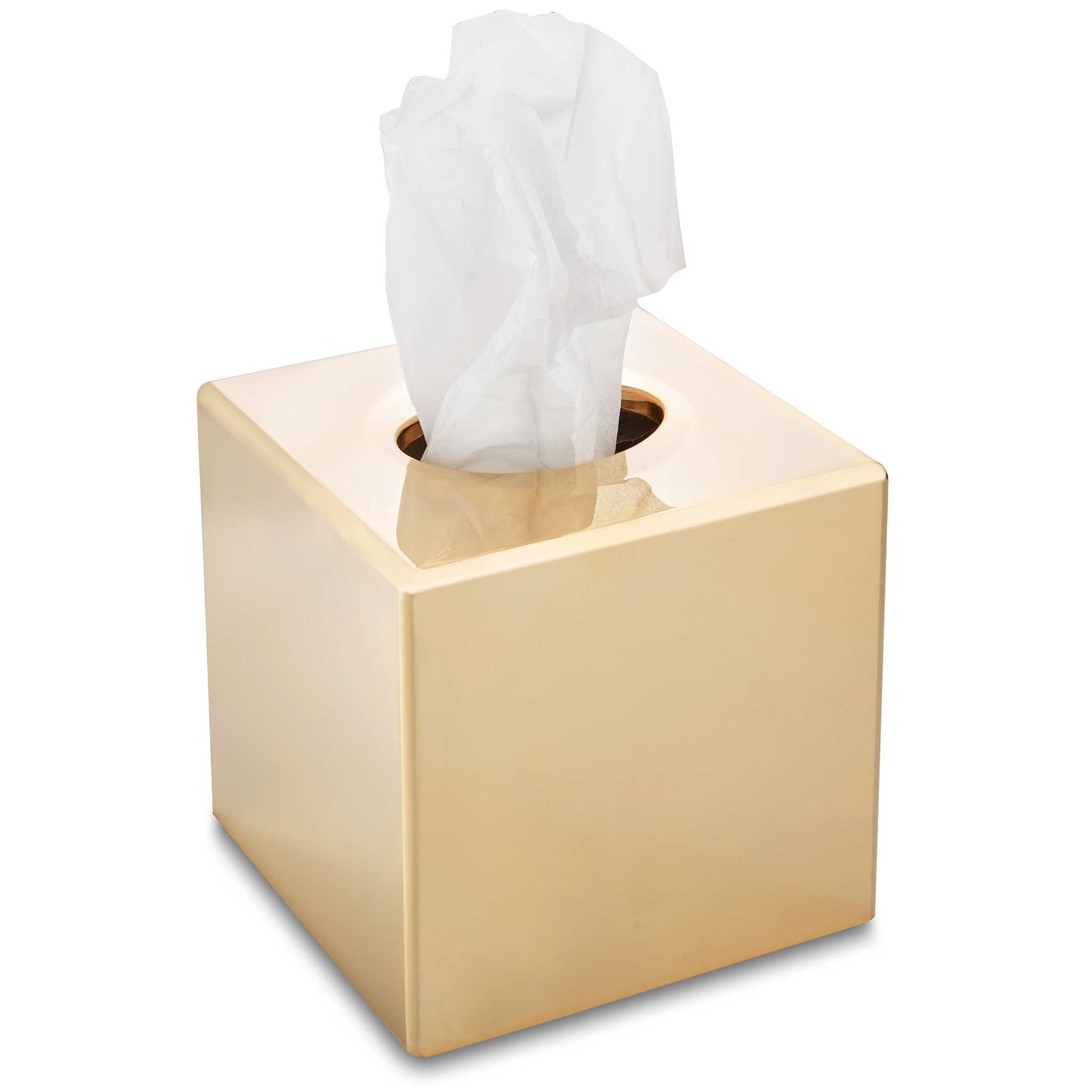 Gold cube tissue box cover