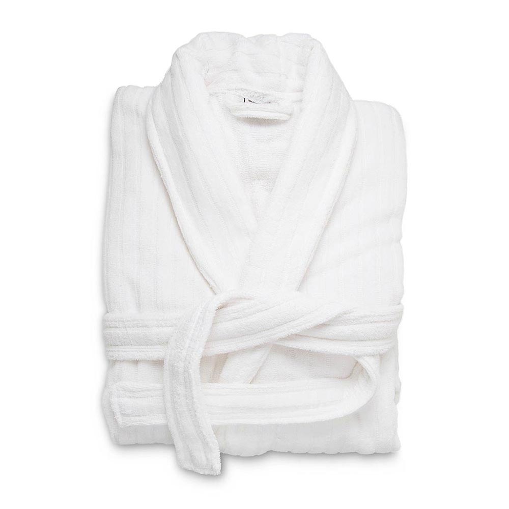 Hotel bathrobes collection featuring a folded velour bathrobe