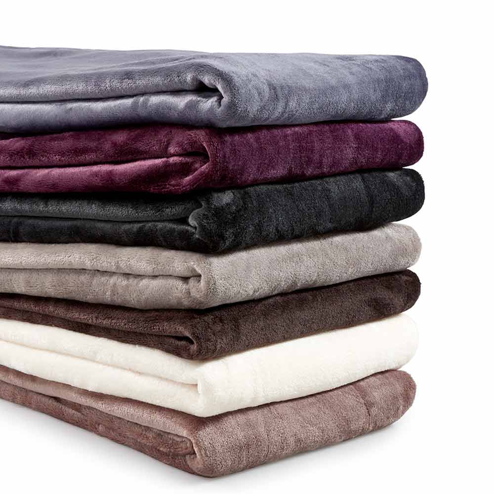 Hotel bedroom blankets collection featuring multiple colours