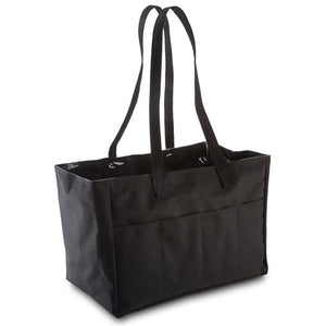 Black hotel maid bag with long handle and side pockets