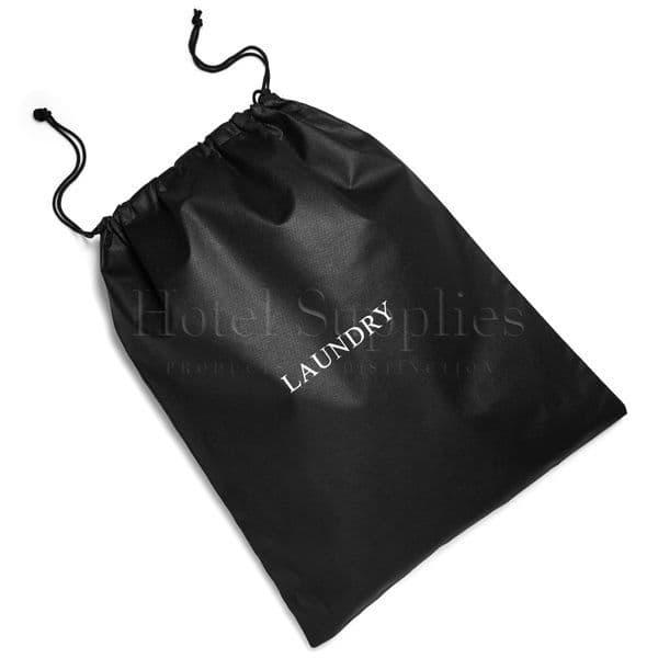 Black non-woven drawstring laundry bag