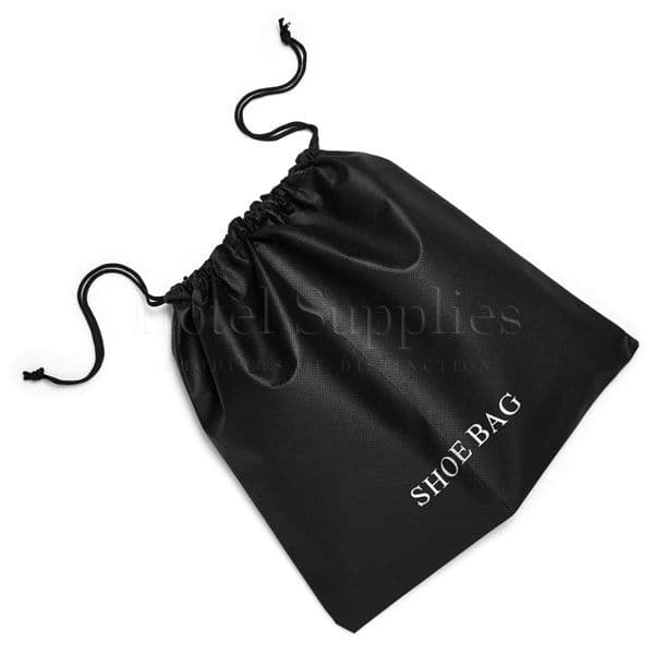 Black non-woven drawstring shoe bag