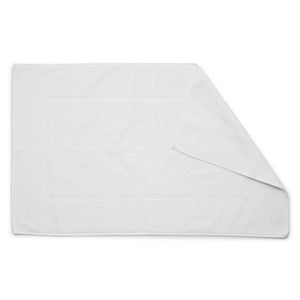 Plain border towelling bath mat in white