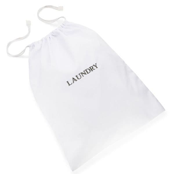 White cotton drawstring laundry bag