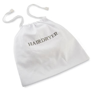 White cotton drawstring hairdryer bag