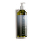 White pump dispenser bracket with bottle of Geneva Green hair and body wash