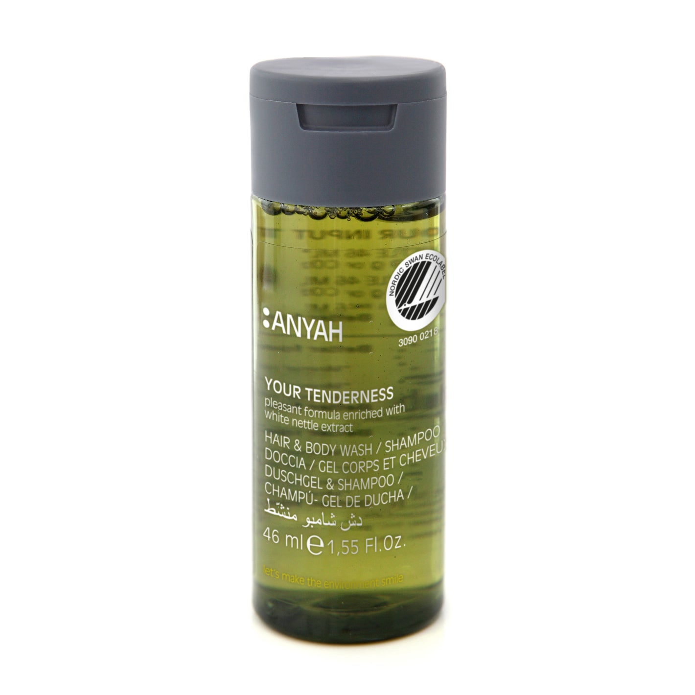 Anyah hair and body wash in miniature 46ml bottle