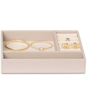 Bentley Andros natural leather jewellery tray with jewellery cushions and golden jewellery