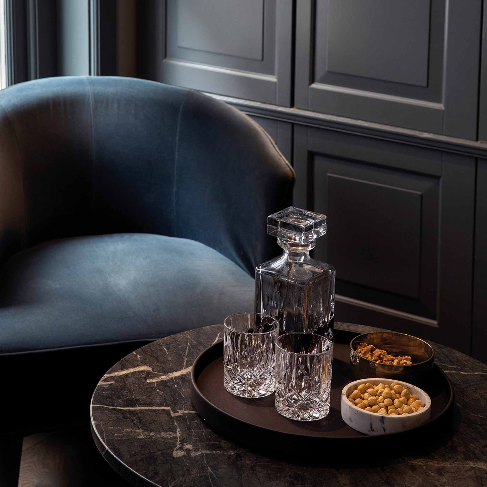 Bentley brown Maroa hospitality tray in bar setting