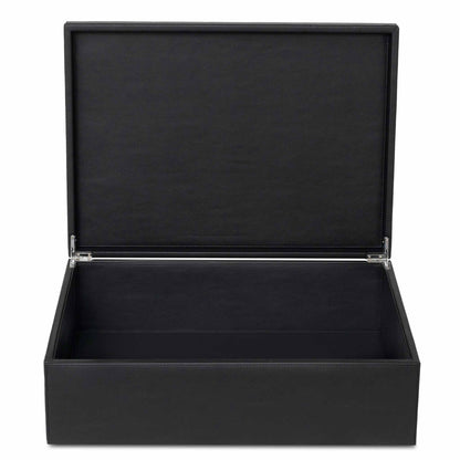 Bentley Capri black leather laundry box open
