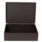 Bentley Capri brown leather hotel laundry box with lid open
