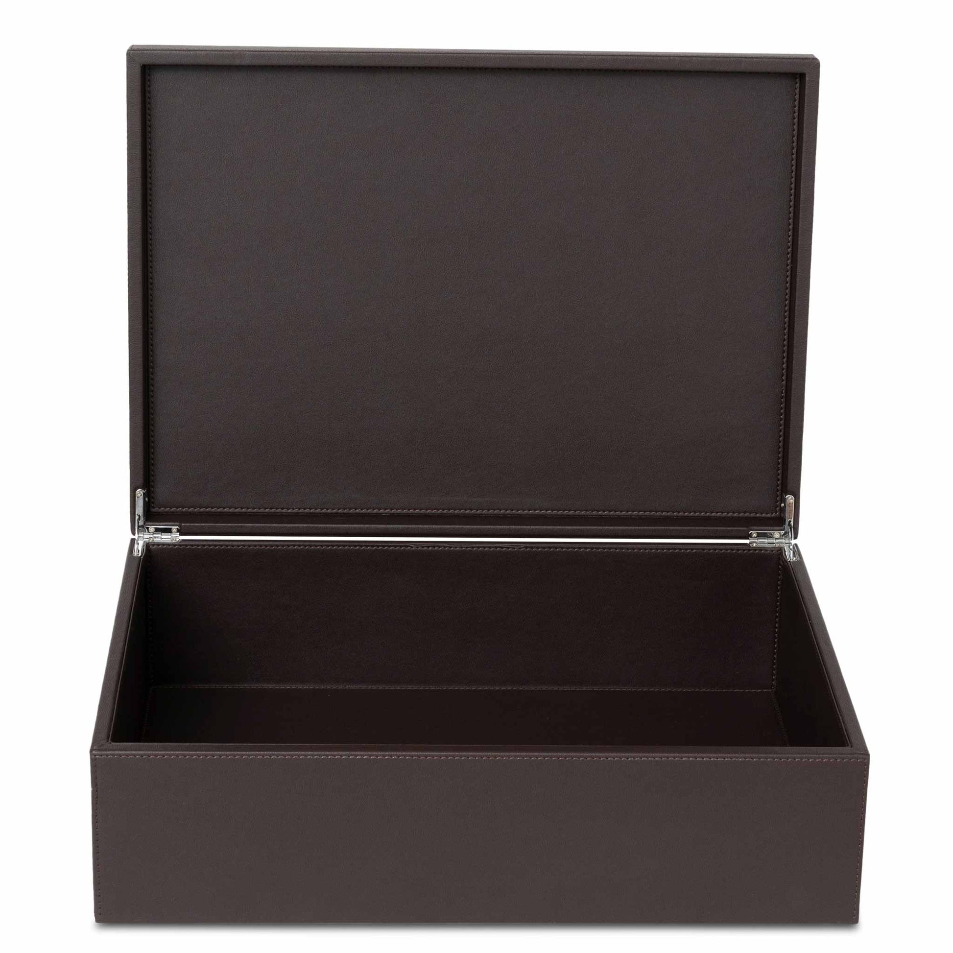 Bentley Capri brown leather hotel laundry box with lid open