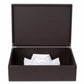 Bentley Capri brown leather hotel laundry box with lid open and shirt inside