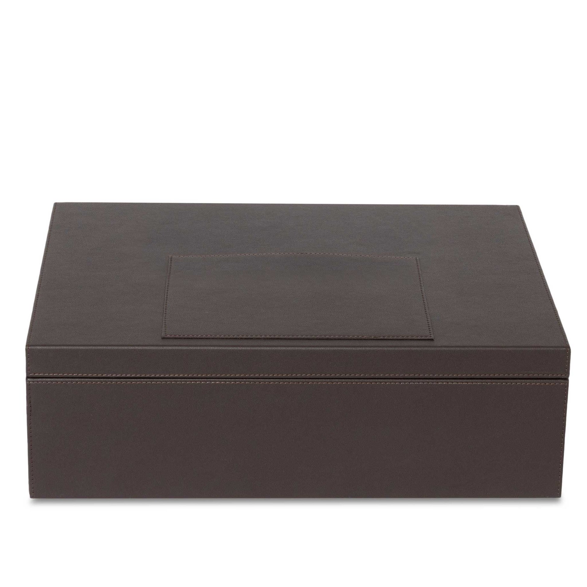 Bentley Capri brown leather hotel laundry box with the lid shut
