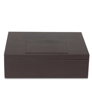 Bentley Capri brown leather hotel laundry box with the lid shut