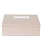 Bentley Capri natural PU leather laundry box with box closed and name tag on top