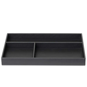 Bentley Cebu wardrobe organiser in black leather with 3 organised sections