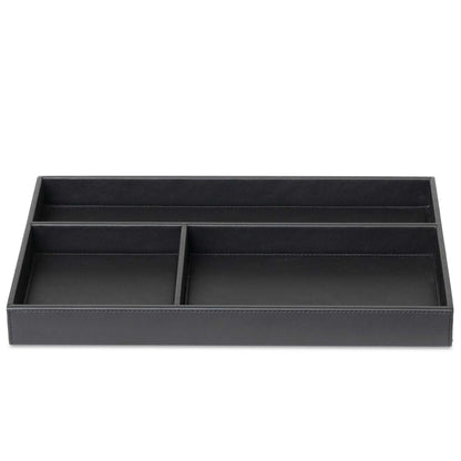 Bentley Cebu wardrobe organiser in black leather with 3 organised sections