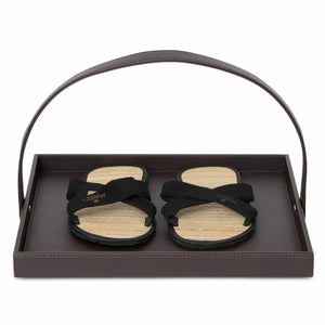 Bentley Flores turndown tray in brown leather with slippers