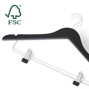 Bentley Graham Dual Clip Hangers, Black Wood (Case of 50)