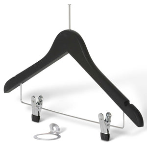 Bentley Graham Dual Clip Security Hangers, Black Wood (Case of 50)