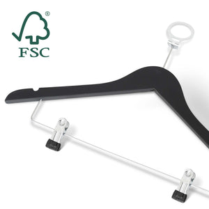 Bentley Graham Dual Clip Security Hangers, Black Wood (Case of 50)
