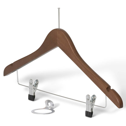 Bentley Graham Dual Clip Security Hangers, Walnut (Case of 50)