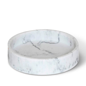 Bentley Ibu round white marble amenity tray in small