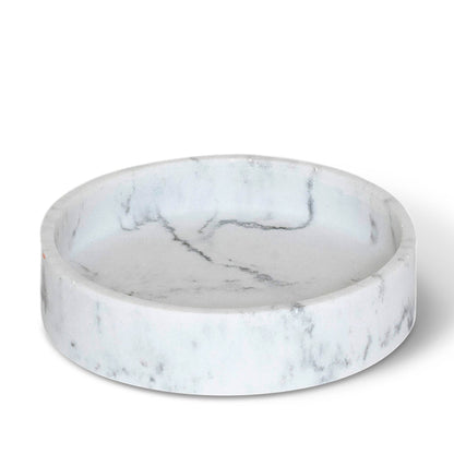 Bentley Ibu round white marble amenity tray in small