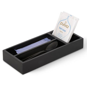 Bentley Ipala rectangular hotel amenity tray black with condiments