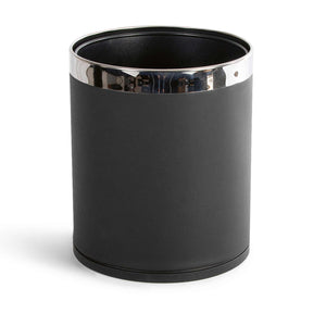 Bentley Butak PU leather hotel bin in black with chrome rim