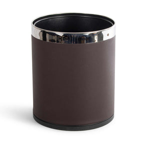 Bentley Butak bin in brown leather with chrome rim