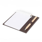 Bentley Augustine leather notepad holder in brown with white notepad and pen